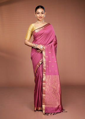 Purple Kanjivaram Silk Saree With Blouse Piece