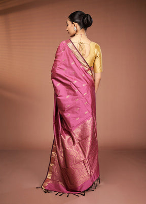 Purple Kanjivaram Silk Saree With Blouse Piece