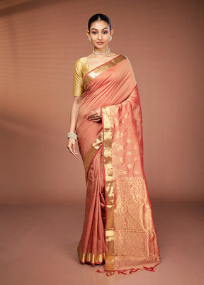 Rust Kanjivaram Silk Saree With Blouse Piece