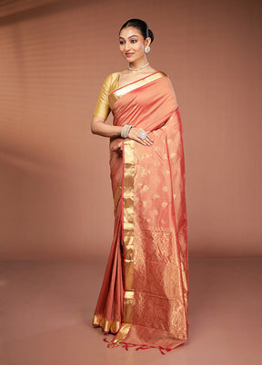 Rust Kanjivaram Silk Saree With Blouse Piece