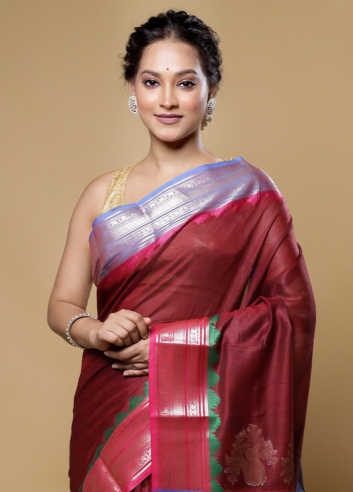 Brown Cotton Saree With Blouse Piece