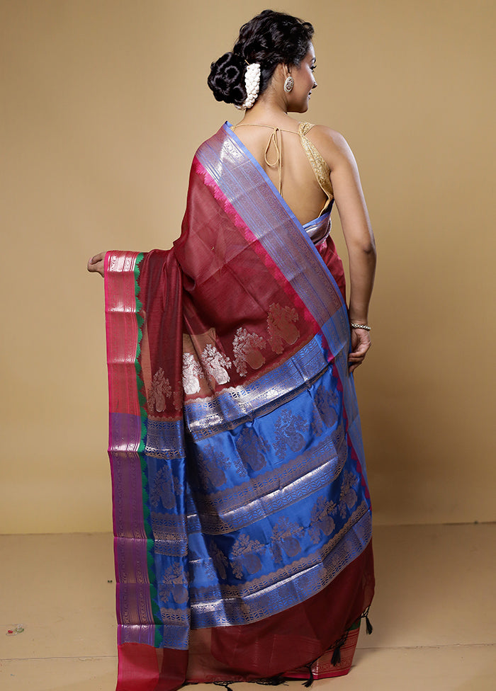 Brown Cotton Saree With Blouse Piece