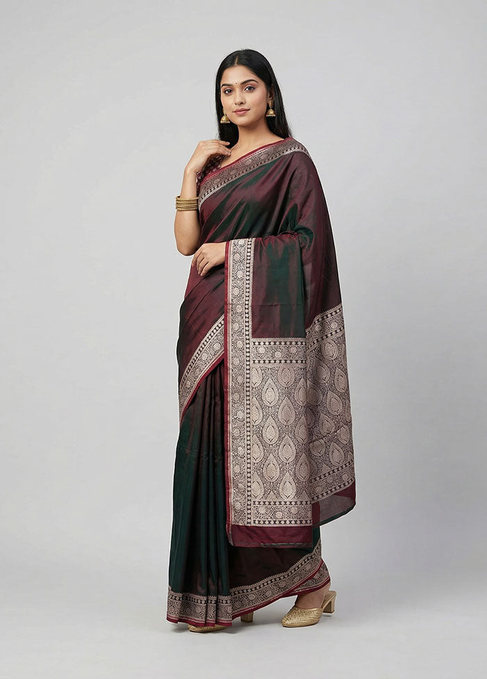 Green Banarasi Silk Saree With Blouse Piece