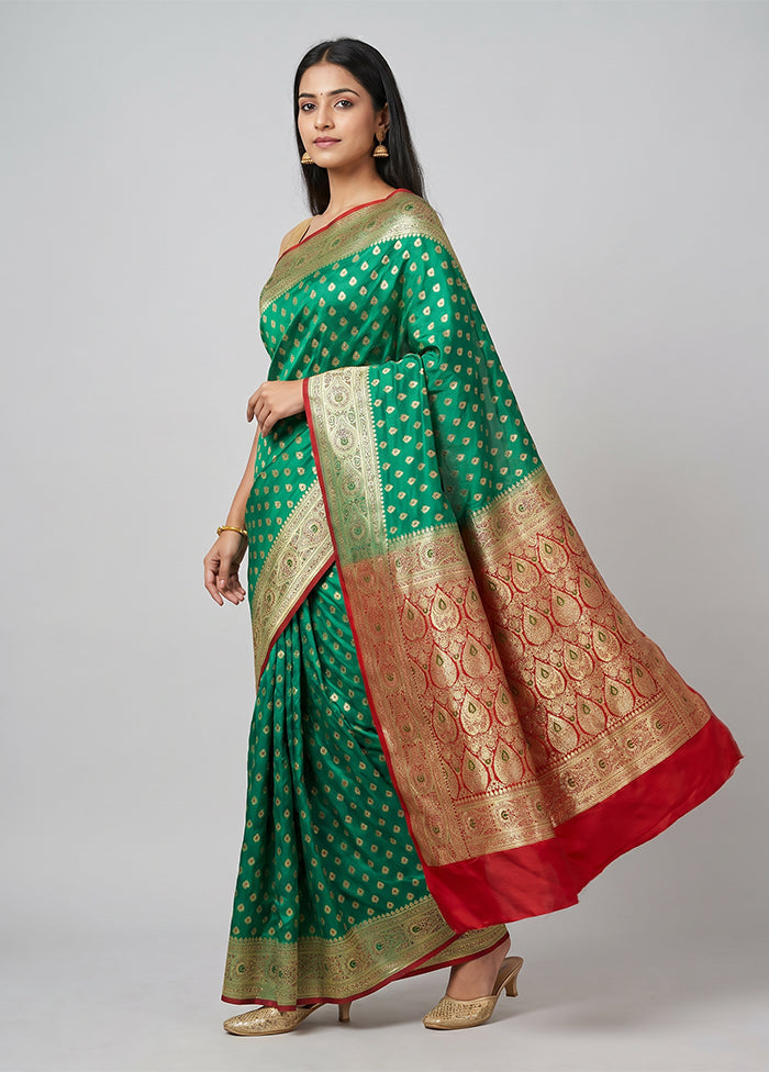 Green Tanchoi Silk Saree With Blouse Piece