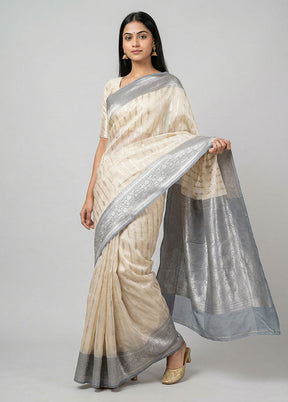 White Organza Saree With Blouse Piece