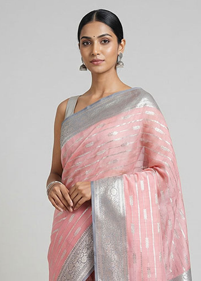 Pink Organza Saree With Blouse Piece