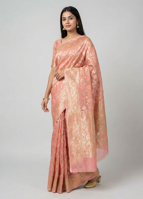 Pink Organza Saree With Blouse Piece