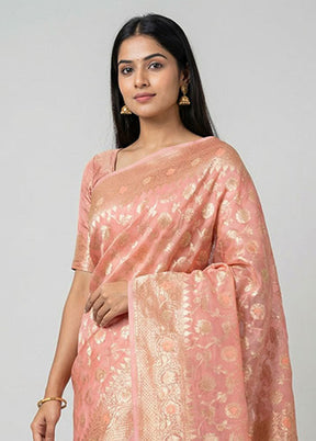 Pink Organza Saree With Blouse Piece