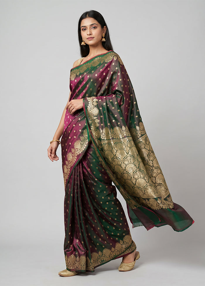 Green Handloom Banarasi Pure Silk Saree With Blouse Piece