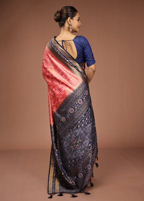 Blue Dupion Silk Saree With Blouse Piece