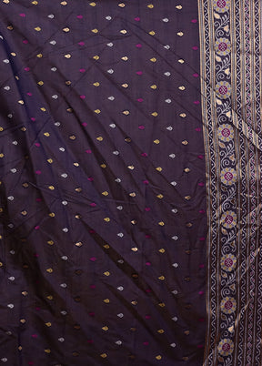 Blue Dupion Silk Saree With Blouse Piece