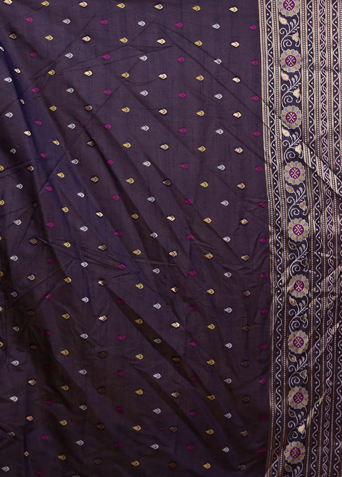 Blue Dupion Silk Saree With Blouse Piece