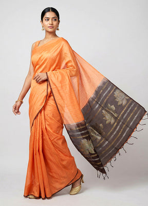 Pink Handloom Kanchipuram Pure Silk Saree With Blouse Piece