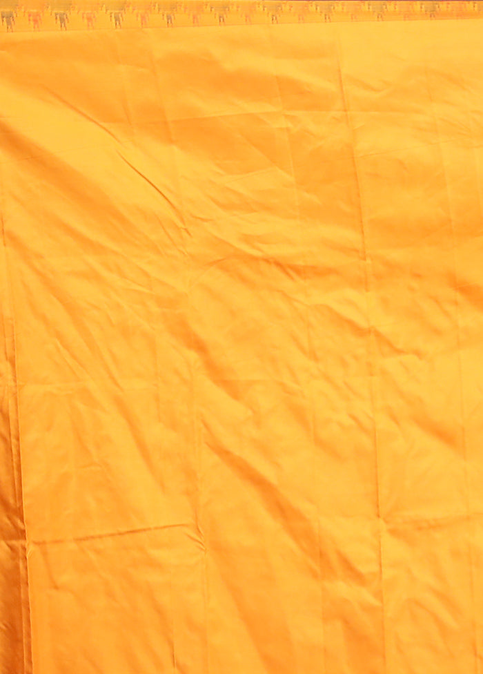 Orange Kanjivaram Silk Saree With Blouse Piece