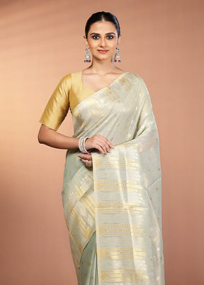 Green Tissue Silk Saree With Blouse Piece