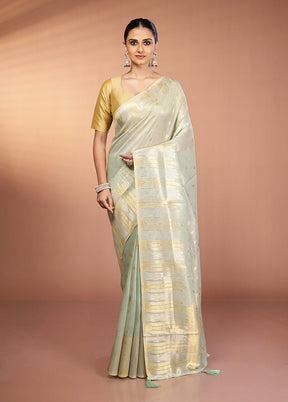 Green Tissue Silk Saree With Blouse Piece