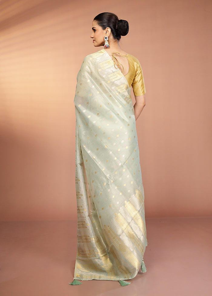 Green Tissue Silk Saree With Blouse Piece
