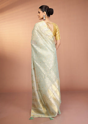 Green Tissue Silk Saree With Blouse Piece