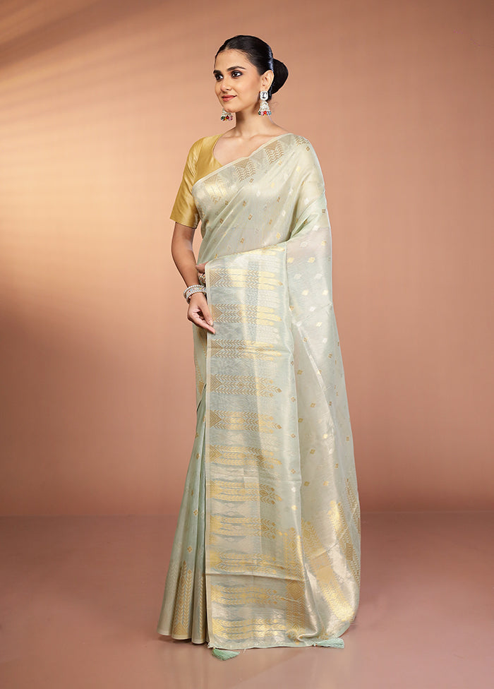 Green Tissue Silk Saree With Blouse Piece