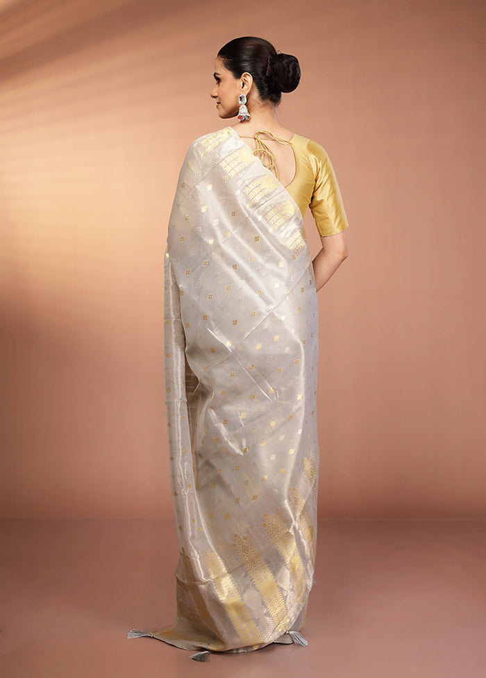 Blue Tissue Silk Saree With Blouse Piece