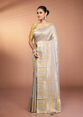 Blue Tissue Silk Saree With Blouse Piece