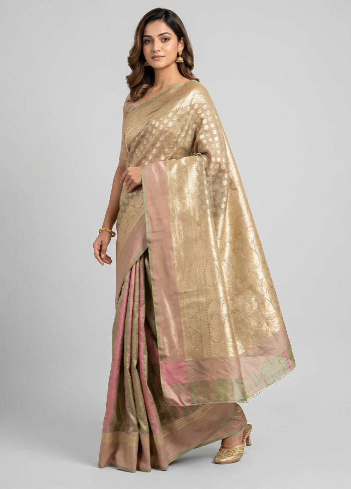 Cream Banarasi Silk Saree With Blouse Piece