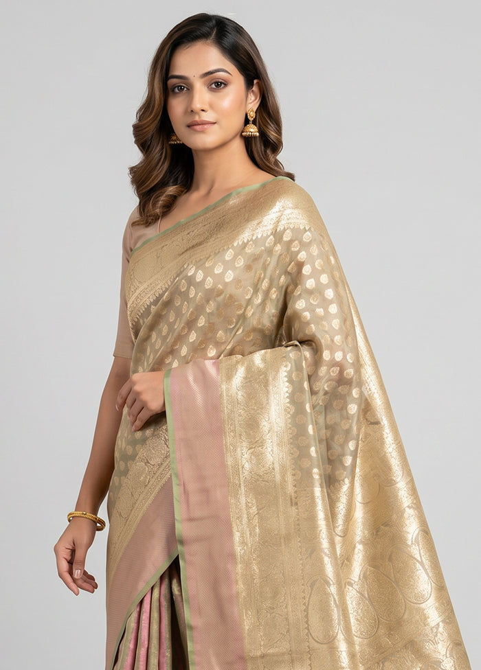 Cream Banarasi Silk Saree With Blouse Piece