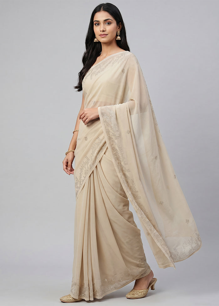 Grey Georgette Saree With Blouse Piece