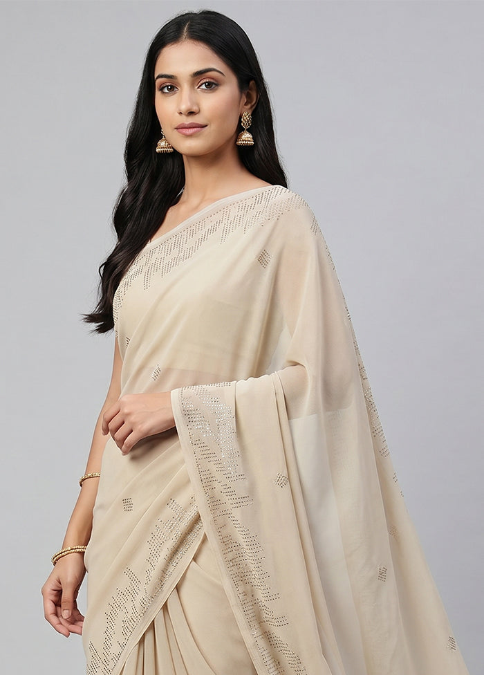 Grey Georgette Saree With Blouse Piece