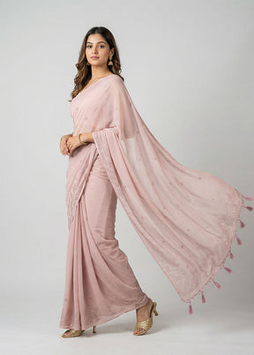 Pink Georgette Saree With Blouse Piece