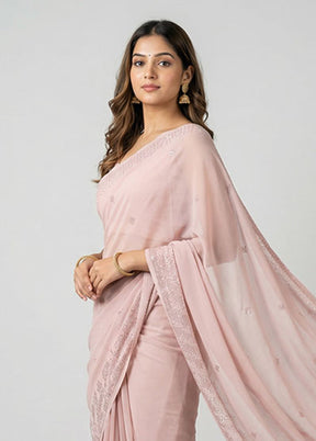 Pink Georgette Saree With Blouse Piece