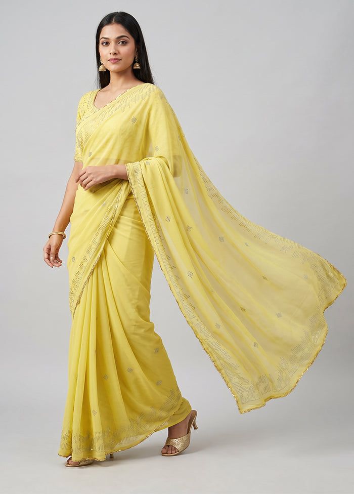 Green Georgette Saree With Blouse Piece