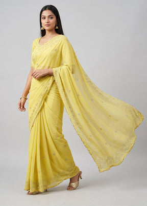 Green Georgette Saree With Blouse Piece