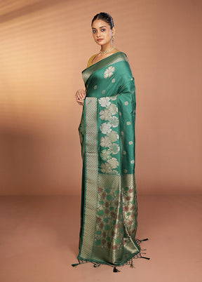Green Dupion Silk Saree With Blouse Piece
