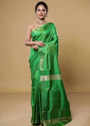 Green Kalakshetra Silk Saree With Blouse Piece