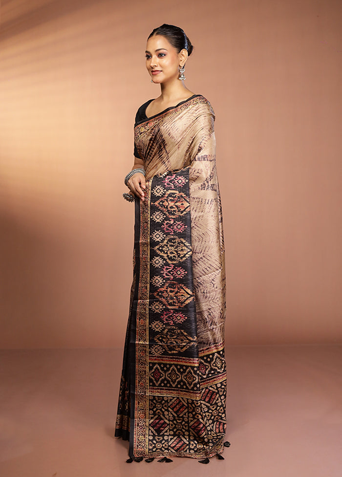 Black Dupion Silk Saree With Blouse Piece