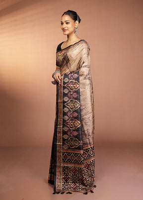Black Dupion Silk Saree With Blouse Piece