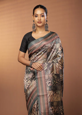 Multicolor Dupion Silk Saree With Blouse Piece