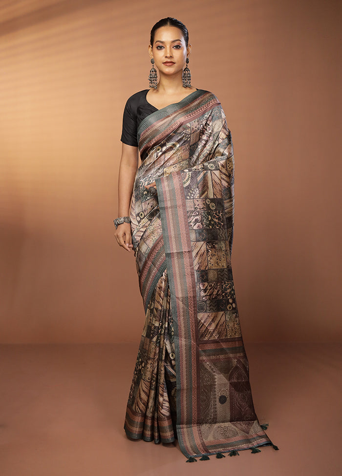 Multicolor Dupion Silk Saree With Blouse Piece