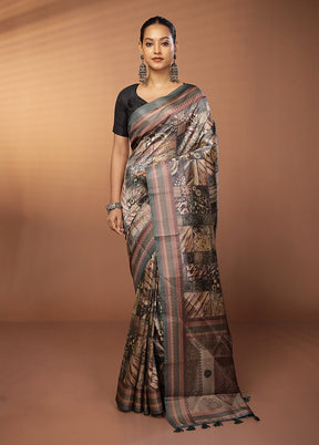 Multicolor Dupion Silk Saree With Blouse Piece