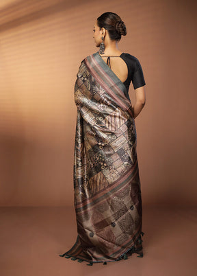 Multicolor Dupion Silk Saree With Blouse Piece