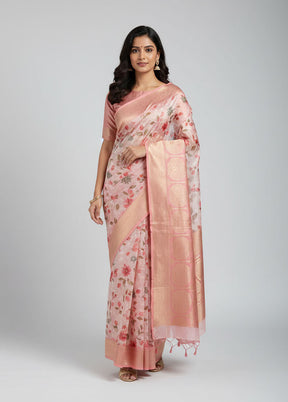 Pink Dupion Silk Saree With Blouse Piece