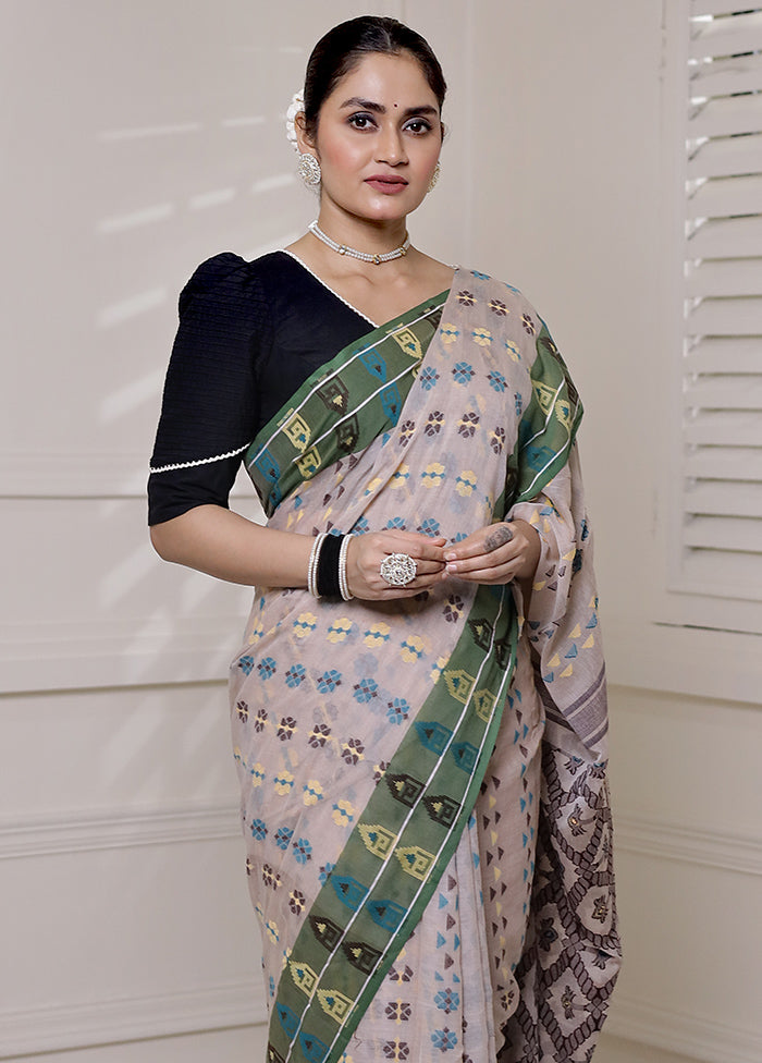 Pink Cotton Saree With Blouse Piece