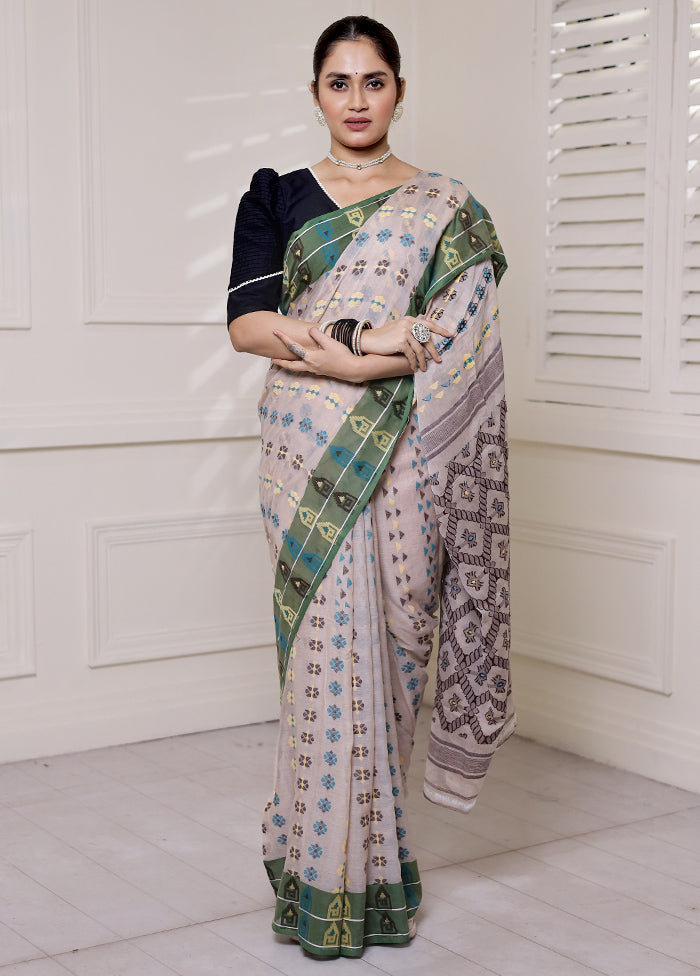Pink Cotton Saree With Blouse Piece