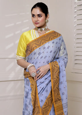 Blue Cotton Saree With Blouse Piece