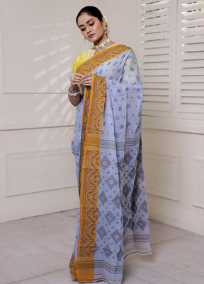 Blue Cotton Saree With Blouse Piece