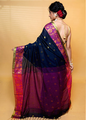 Black Cotton Saree With Blouse Piece