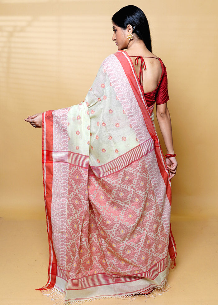 Green Cotton Saree With Blouse Piece