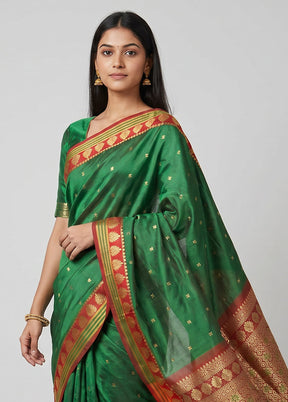 Green Kanjivaram Silk Saree With Blouse Piece