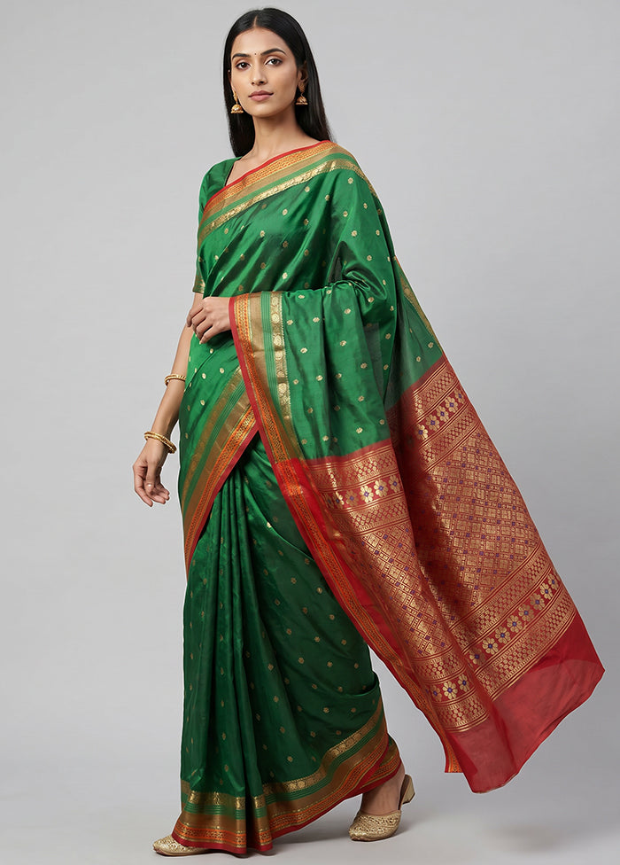 Green Kanjivaram Silk Saree With Blouse Piece